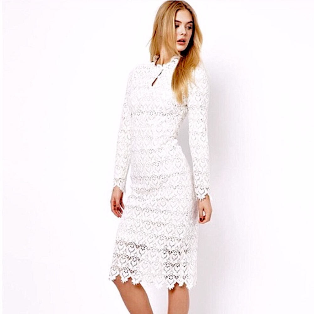 ASOS Arrogant Cat Ivory Lace Midi Dress sz 10
